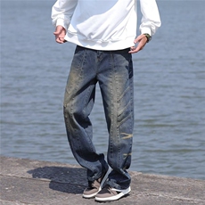 2025夏男士牛仔裤长裤潮流宽松舒适直筒裤微弹力阔腿裤RK2909-P55，男装牛仔裤，星座412-3