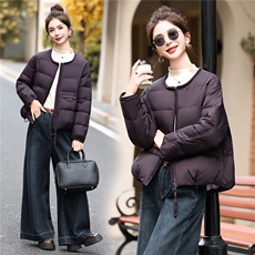 高蓬品质90白鸭绒圆领茧型面包服冬季短外套2025韩版新品小个子女，女装羽绒服，意芙