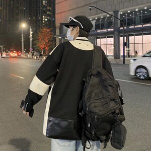 潮流夹克潮男春季毛呢皮袖外套J6502P65图片