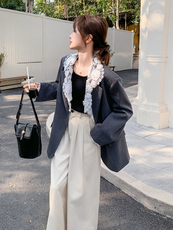 蕾丝领西装外套蕾丝领子可脱卸210-6505-P155-K2282025年秋季，女装西装，韩蜜菓