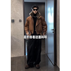抖音冬季潮流美式复古水洗毛领牛仔棉服外套M222-P165网图，男装棉衣，电商B267