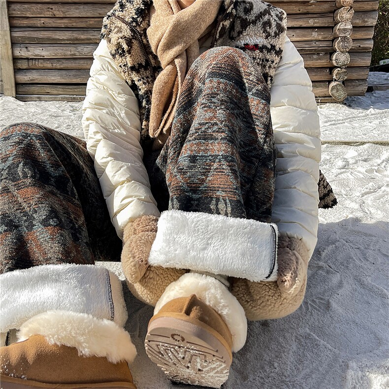 8XL-M羊羔绒裤子男冬季加绒加厚民族风重磅针织棉裤大码KZ023P78，男装民族服装，电商B312