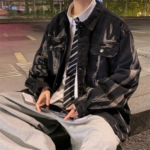 春秋季ins港风水洗扎染渐变宽松休闲牛仔夹克外套男JK8912-P70图片