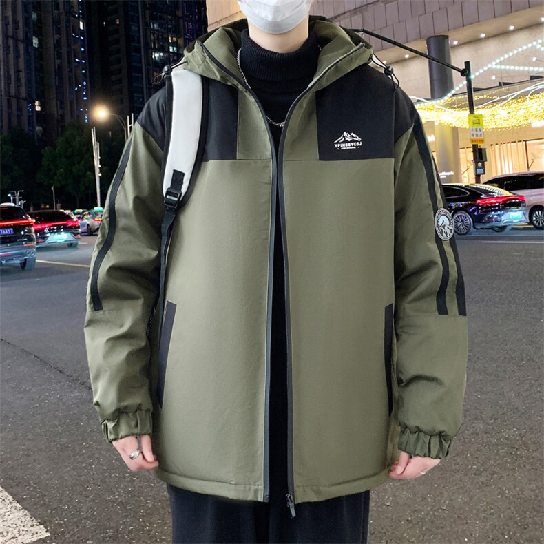 港风秋季男士夹克男宽松时尚连帽休闲夹克外套上衣J898-P53加绒63图片