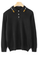 男秋季纯色休闲舒适POLO衫简约百搭长袖针织衫品质修身显瘦，男装Polo衫，端硕羊绒