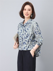 2025年秋季纯棉宽松型印花翻领上衣，女装衬衫，依恋蒂丝