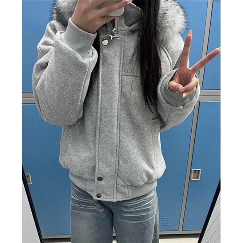 百搭氛围感灰色连帽毛领棉衣冬日保暖新款拼接外套M7886,男装棉衣,星座1116A（原606A-3）