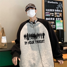 港风新款秋季时尚百搭宽松字母印花潮流情侣卫衣WY611P48控68，男装卫衣，电商A268A