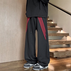 美式撞色三条杠卫裤宽松休闲拖地长裤男情侣款K8669-特价P35，男装休闲裤，电商A007