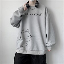 华夫格卫衣圆领卫衣男大码长袖t恤男外套HW76149-P30加绒款-P40，男装卫衣，电商A040