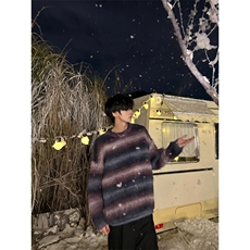 网络图现货！渐变仿貂毛条纹毛衣慵懒高级感软糯针织衫RM298-P105，男装针织衫/毛衣，星座1005-6