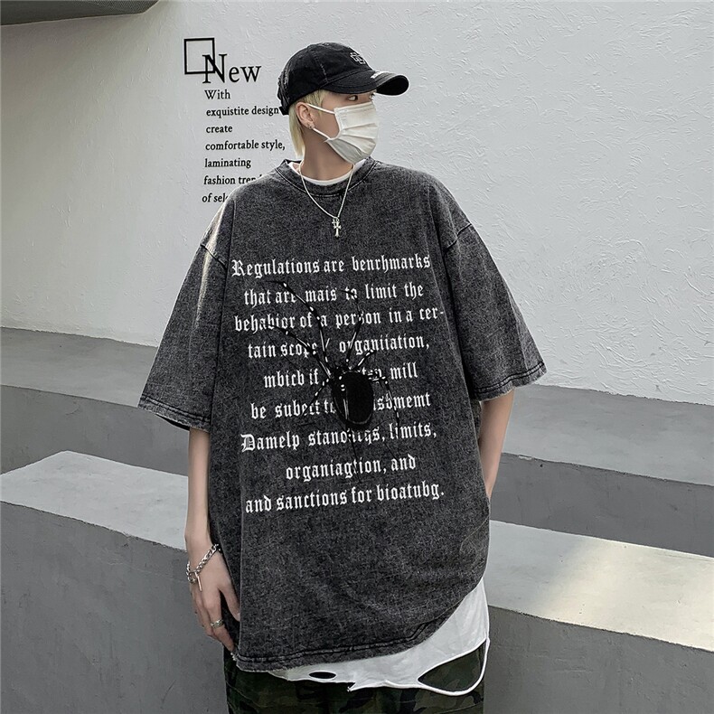 XZ203-SX273-P3824夏季新品水洗做旧短袖T恤.,男装T恤,星座203