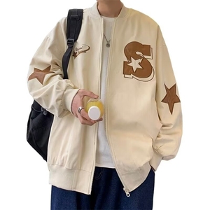 美式复古棒球服棉服外套男春秋季新款飞行员嘻哈潮牌宽松立领夹克图片