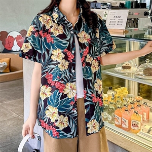 港味碎花短袖衬衫女夏季新款洋气休闲宽松显瘦百搭上衣CS89/P30图片