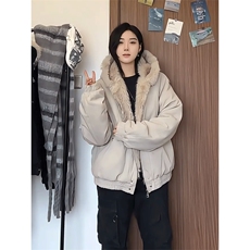 现货高品质美式高街冬季重磅硬挺短款座山雕毛领棉衣男女加厚外套，男装棉衣，电商A486-1