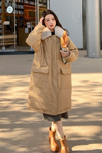 棉服长款2024年新款冬季超好看韩系小个子宽松拼接羊羔毛棉衣袄子图片