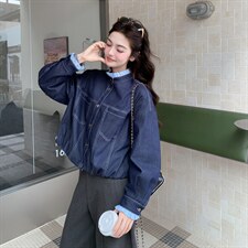 现货春季新款休闲牛仔拼接外套2C098-2603P155K248，女装短外套，2C098