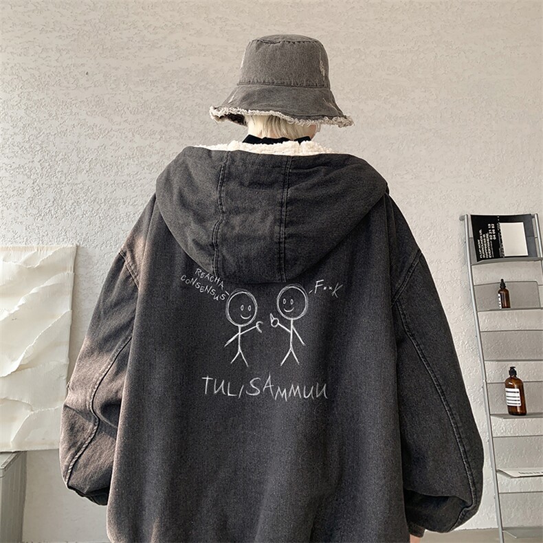 控价158牛仔棉衣男大码加绒羊羔绒牛仔棉服男棉袄 NM53302-P140图片