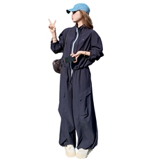 韩系休闲工装套装女2025早秋新款酷飒拽姐外套背心阔腿裤三件套，女装套装/套裙，2C218