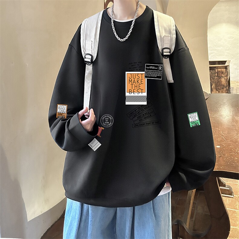 控38简约帅气百搭长袖t恤男大码卫衣T4121-P25加绒款-P35,男装卫衣,电商A040