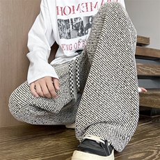 K2588特批35控59小香风斑马纹阔腿裤子男秋季新款拖地裤美式垂感，男装休闲裤，电商D229A