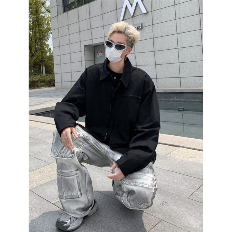 春秋外套男休闲潮牌运动美式复古设计感机车早秋夹克W9025-P70,男装夹克,星座1109-3