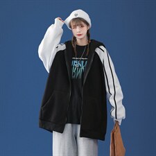 中性秋季潮流纯色开衫连帽宽松卫衣B100P55控78加绒P65，男装卫衣，A247A