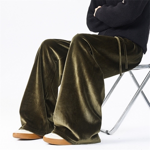8XL-M 加绒美拉德宽松金丝绒阔腿裤垂感拖地裤K993P55加绒65控78图片