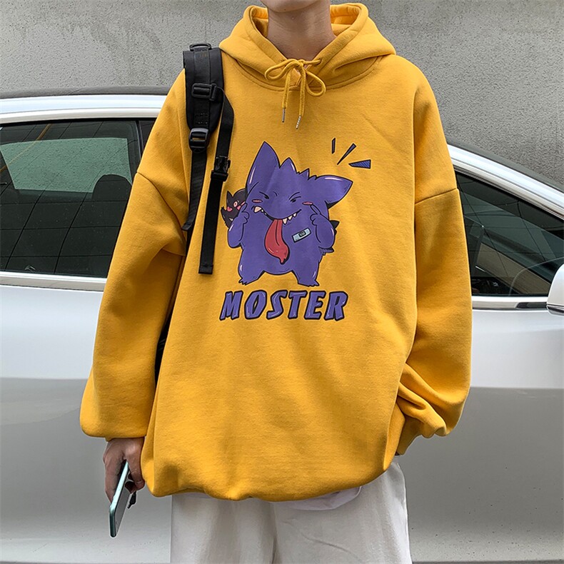 WY2087-P40 纯棉连帽卫衣男大码运动帽衫宽松薄外套男图片