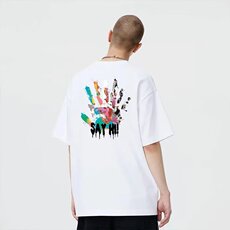 趣味色彩涂鸦重磅圆领短袖印花潮流新款情侣装体恤衫宽松百搭，男装T恤，星座1506A