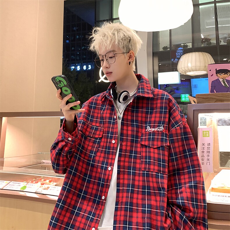 B225-仔仔图-C6604--P55-X69----港风复古双口袋刺绣衬衫-全棉,男装衬衫,电商B225
