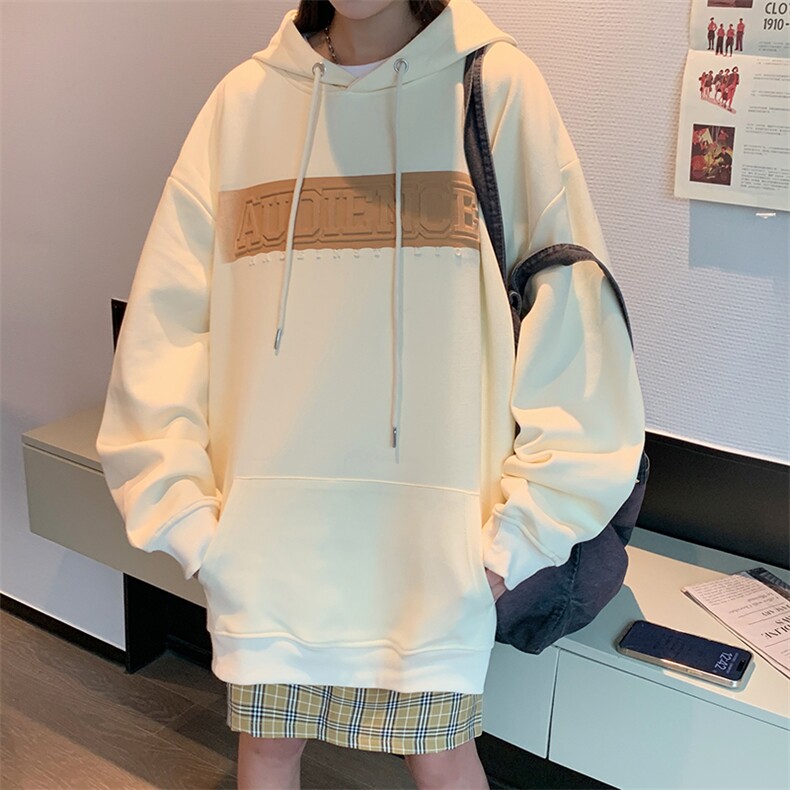 EQ190重工艺凹凸印花连帽套头卫衣春季学院风情侣装外套女类P58,男装卫衣,电商C306-1