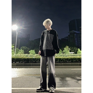 渐变修身牛仔裤美式高街vibe裤子图片