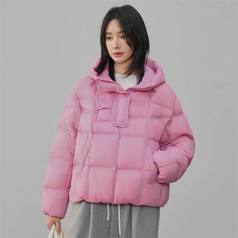 现货2025年冬季新款90白鸭羽绒休闲风套头羽绒服女外套,女装羽绒服,阳光伊恋