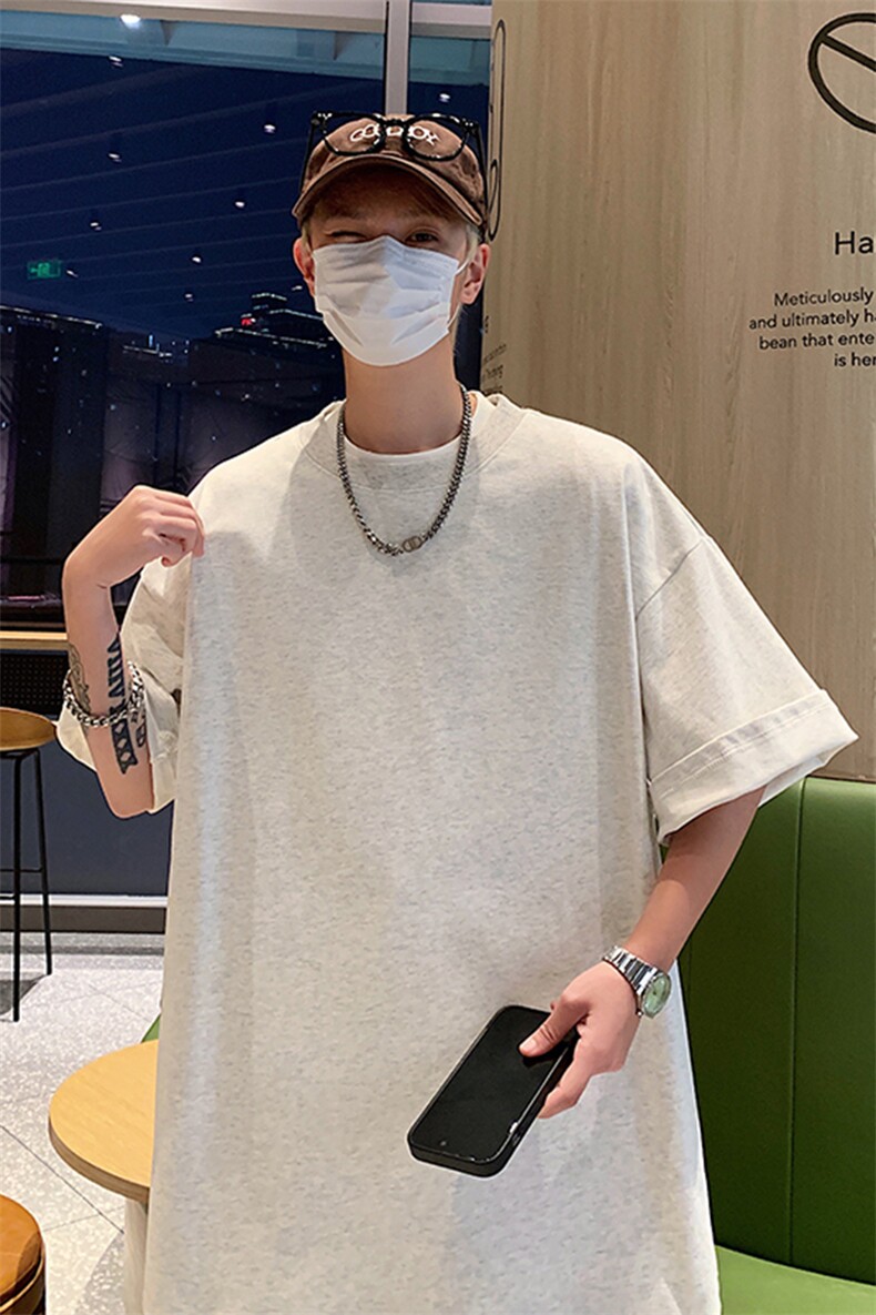 小众设计感基础款宽松短袖T恤男圆领纯色休闲百搭上衣TX601-特P22,男装T恤,电商A178