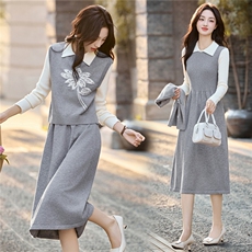 【现货】2025年秋季新款时尚花朵马甲背心连衣裙套装显瘦减龄,女装套装/套裙,辉煌依升, 【现货】2025年秋季新款时尚花朵马甲背心连衣裙套装显瘦减龄,女装套装/套裙,辉煌依升,