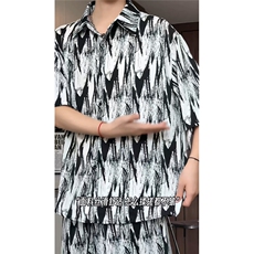 短袖衬衫男+短裤男套装男100%聚酯纤维M-5XL大码TZ78721P50控98，男装牛仔裤，星座226-1