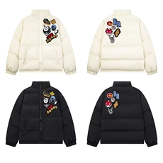 202新款加厚宽松立领棉服男冬季潮牌美式高街刺绣面包服外套，男装棉衣，四季星座505