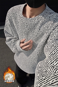 520g高克重雪尼尔斜纹加绒银狐绒长袖卫衣男W5064J加绒-特P40控78图片