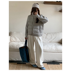 1506-1/M78201/P89女士设计感针织袖子拼接羽绒棉服，男装棉衣，星座1506-1