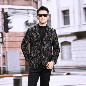 春秋款男士绵羊皮西服真皮休闲外套中年男装百搭通勤夹克地图纹图片