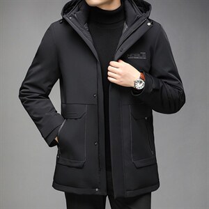 灰鸭绒羽绒服男款2023冬季中年装加厚保暖外套上衣HPN2150-P330图片