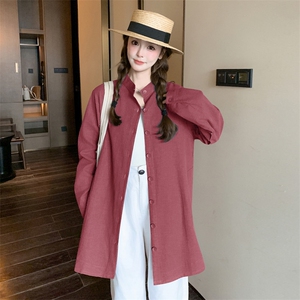 韩版学院风减龄衬衫外套女2025春季新款设计感小众磨毛长袖上衣图片