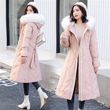 棉衣棉服女中长款大毛领韩版宽松棉袄2021年新款冬季外套袄子，女装棉衣/棉服，海爱依仁