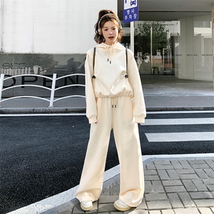 超好看米白色休闲运动套装女2025春季新款连帽卫衣阔腿裤两件套潮图片