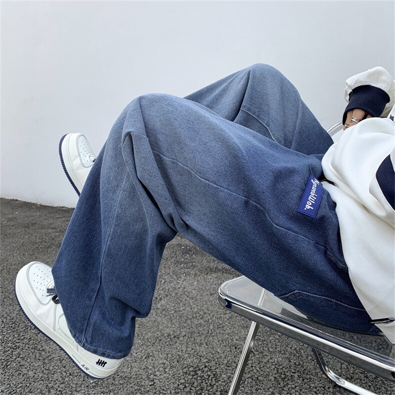 春季新款直筒宽松阔腿裤美式高街潮牌渐变牛仔裤男士 K7615-P40图片