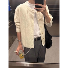 1506-1/MMY061/P58美式复古休闲慵懒风V领针织衫男纯色外套，男装针织衫/毛衣，星座1506-1
