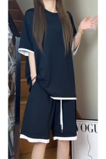 假两件休闲运动短袖套装上衣T3639特P25控48/裤子DK8613特P25控48，男装T恤，电商A007