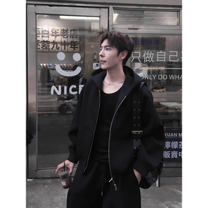 重磅拉链开衫卫衣男春秋款韩版宽松运动休闲上衣连帽衫外套图片