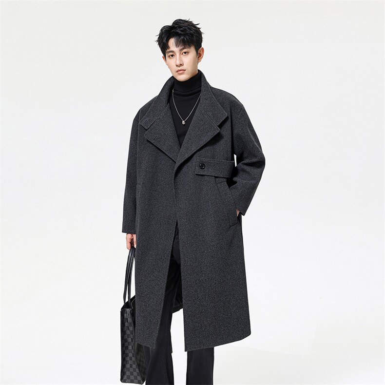 原创毛呢大衣男中长款风衣男长款大码男F729款P125无影墙D，男装风衣，星座401